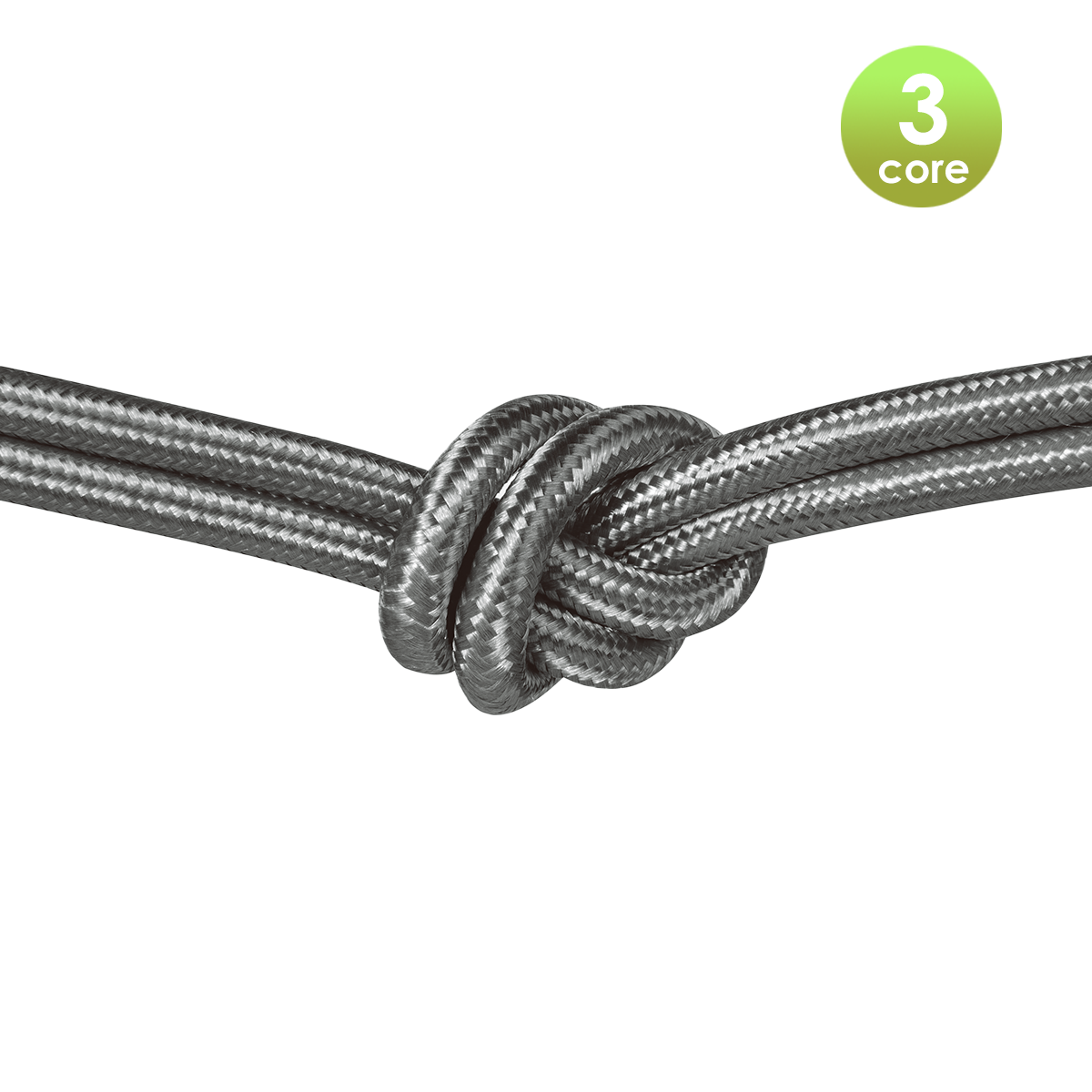 Tangla lighting - TLCB01017SV - 3c - Fabric cable 3 core - in glossy silver
